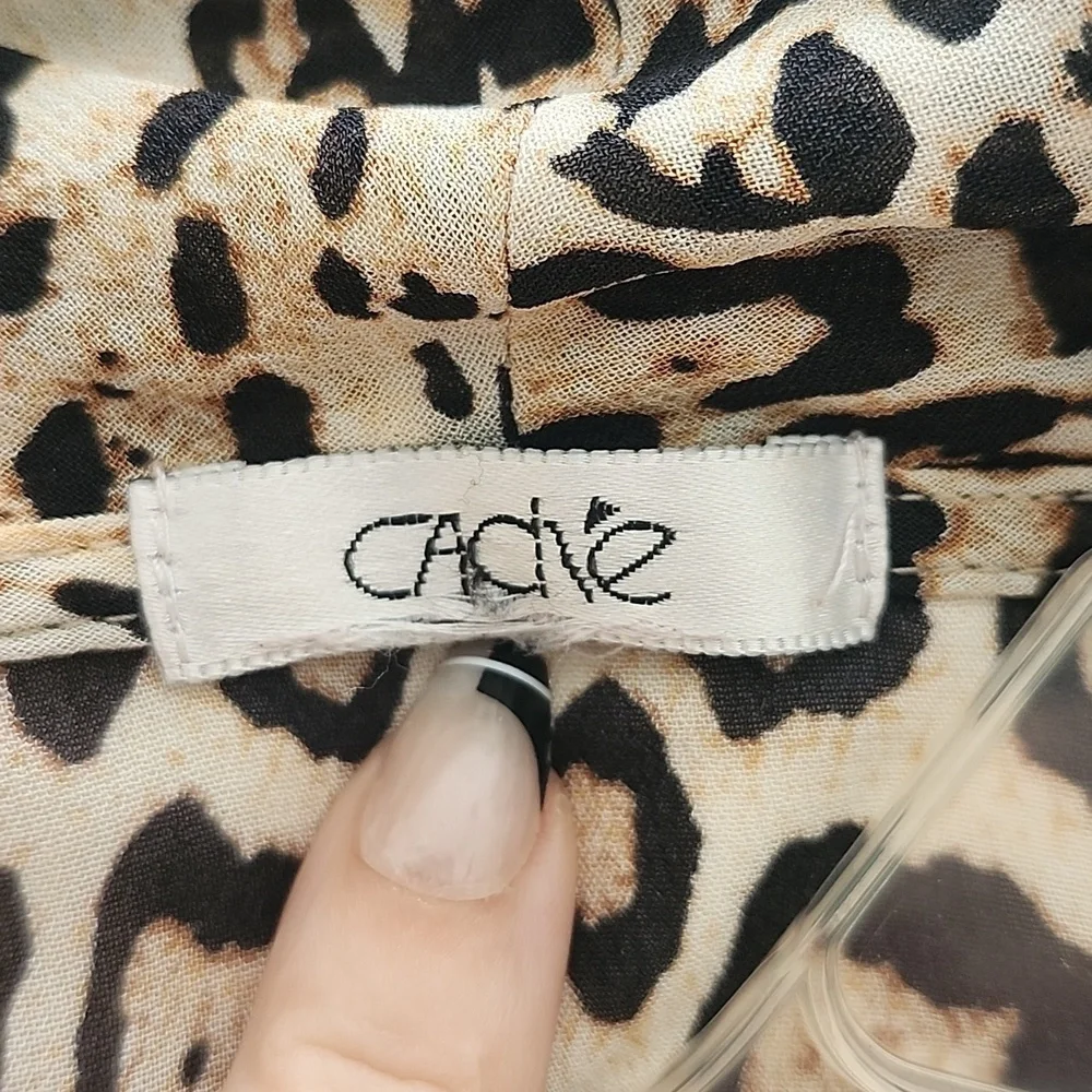 Vintage Cache Bodysuit Plunge V Neck Animal Print Long Sleeves Top Size M - Picture 11 of 13